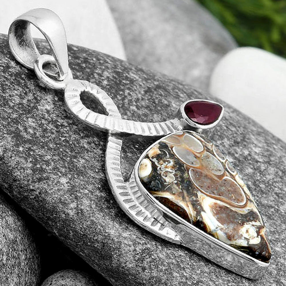 Natural Rock Calcy & Garnet Pendant P-1111 SDP104212