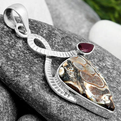 Natural Rock Calcy & Garnet Pendant P-1111 SDP104212