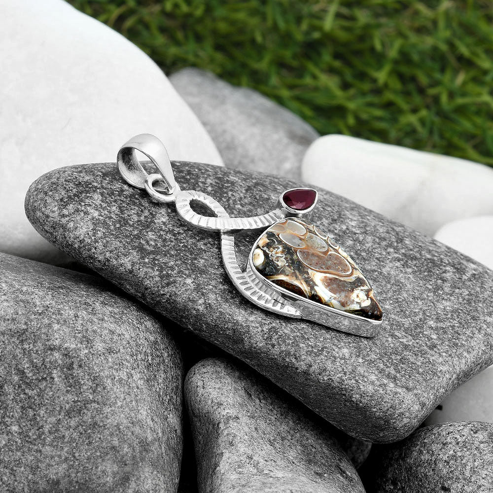 Natural Rock Calcy & Garnet Pendant P-1111 SDP104212