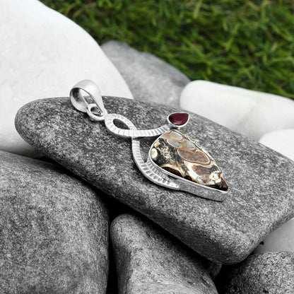 Natural Rock Calcy & Garnet Pendant P-1111 SDP104212
