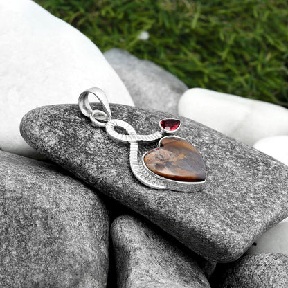 Heart Purple Cow Jasper & Garnet Pendant P-1111 SDP104217