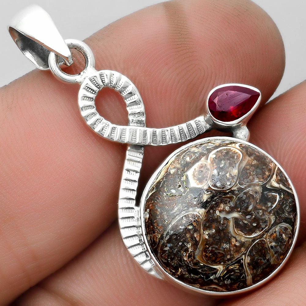 Natural Rock Calcy & Garnet Pendant P-1111 SDP104219