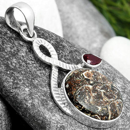 Natural Rock Calcy & Garnet Pendant P-1111 SDP104219