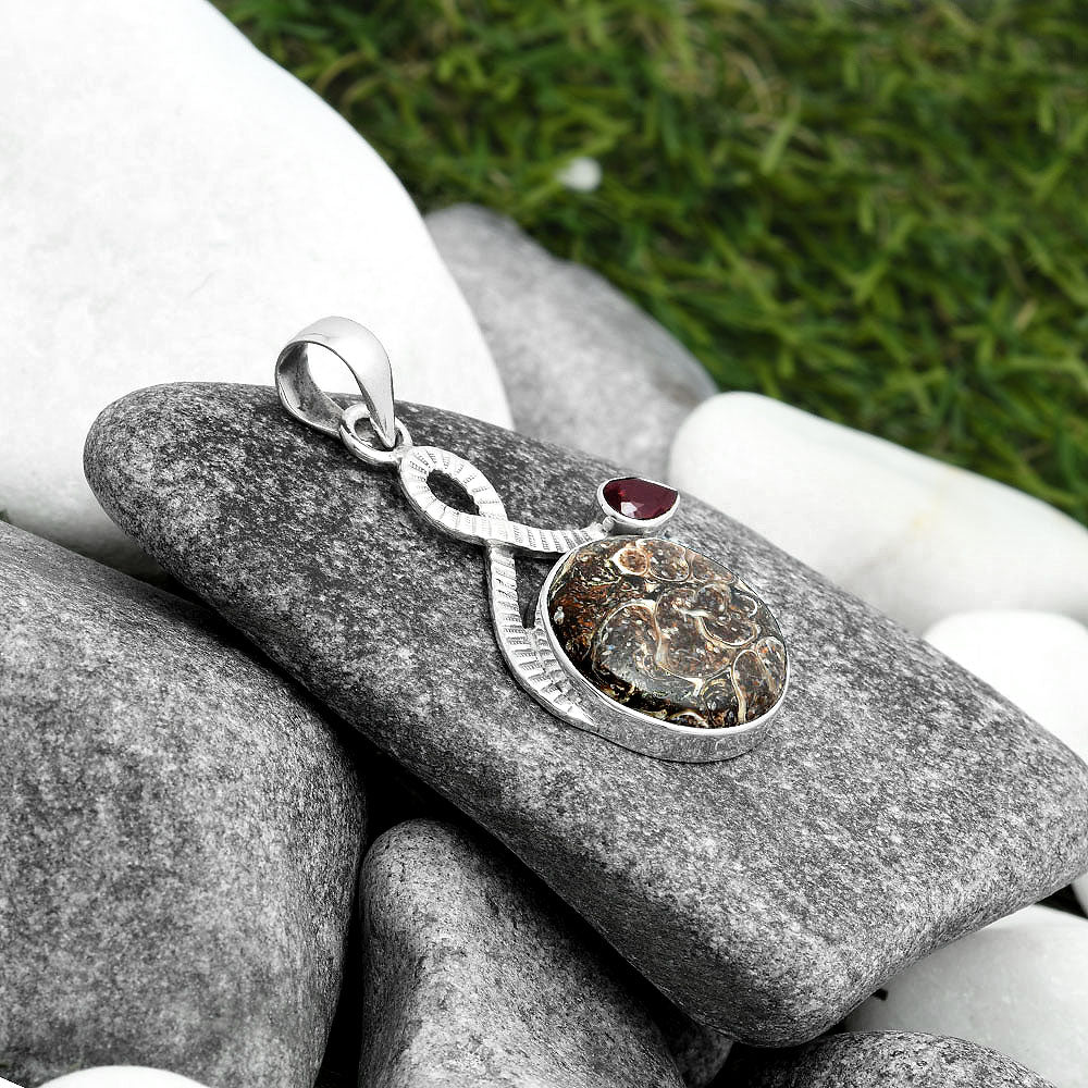 Natural Rock Calcy & Garnet Pendant P-1111 SDP104219