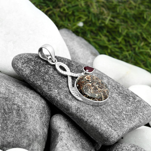 Natural Rock Calcy & Garnet Pendant P-1111 SDP104219