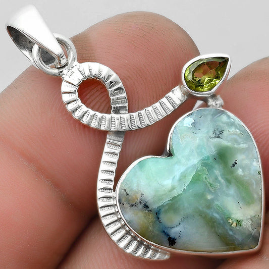Heart Dendritic Chrysoprase - Africa & Peridot Pendant P-1111 SDP104220