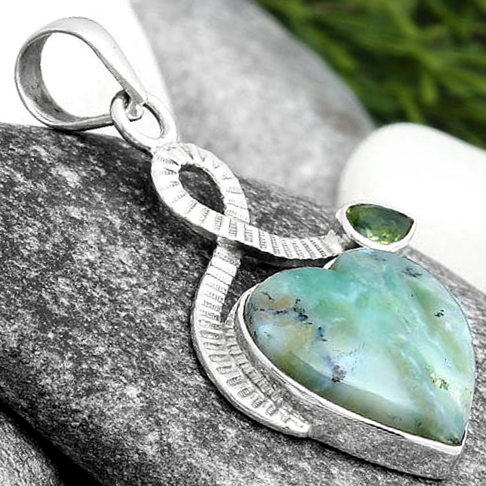 Heart Dendritic Chrysoprase - Africa & Peridot Pendant P-1111 SDP104220