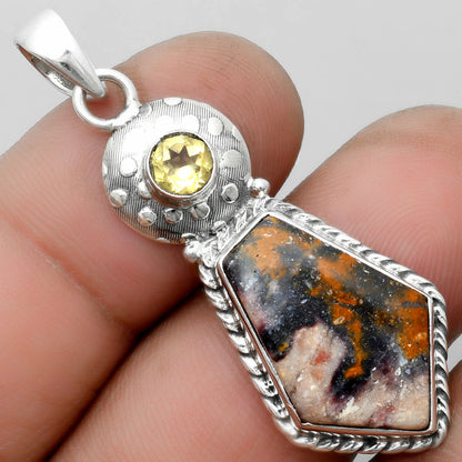 Natural Indian Blanket Jasper & Citrine Pendant P-1299 SDP104289