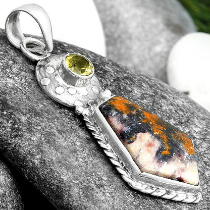 Natural Indian Blanket Jasper & Citrine Pendant P-1299 SDP104289