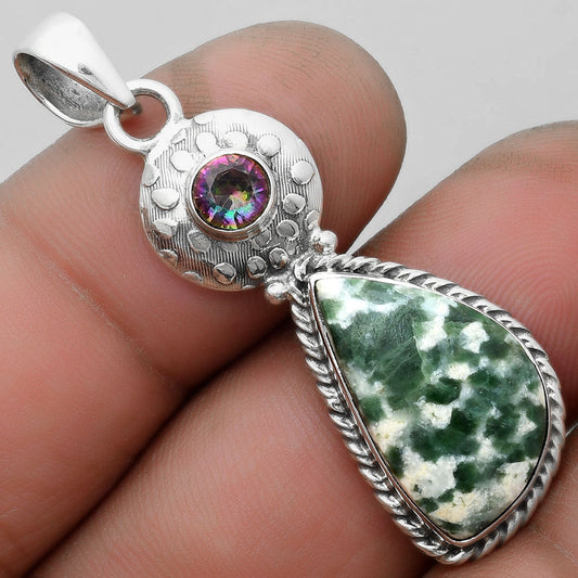 Natural Dioptase & Mystic Topaz Pendant P-1299 SDP104290