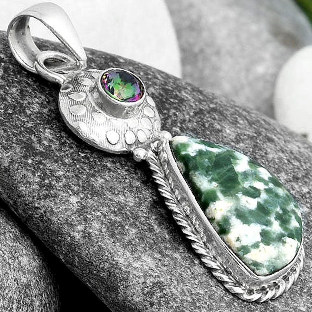 Natural Dioptase & Mystic Topaz Pendant P-1299 SDP104290
