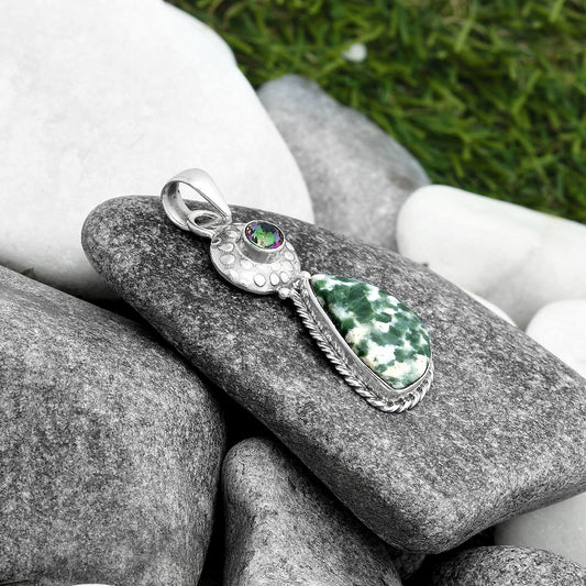 Natural Dioptase & Mystic Topaz Pendant P-1299 SDP104290