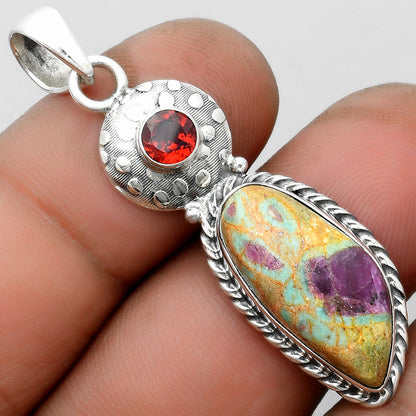Natural Ruby In Fuchsite & Garnet Pendant P-1299 SDP104298