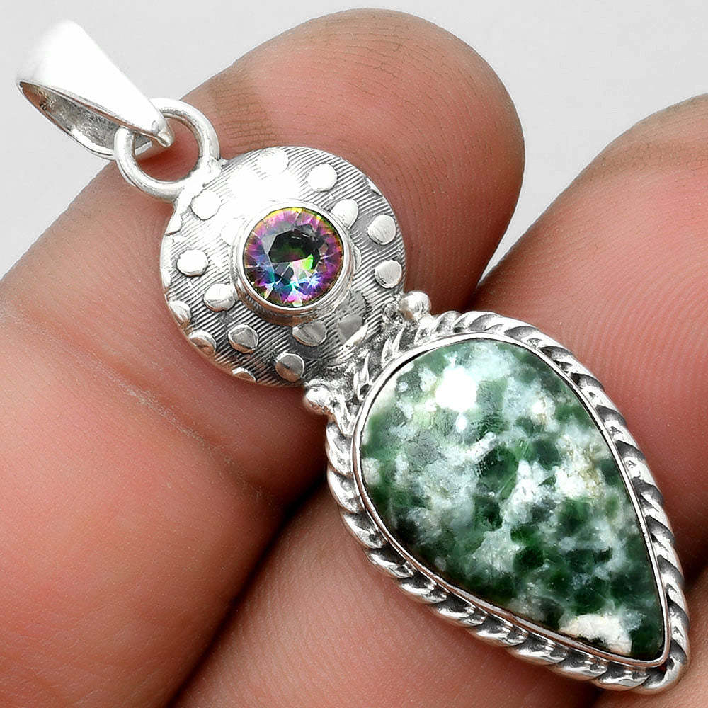 Natural Dioptase & Mystic Topaz Pendant P-1299 SDP104300