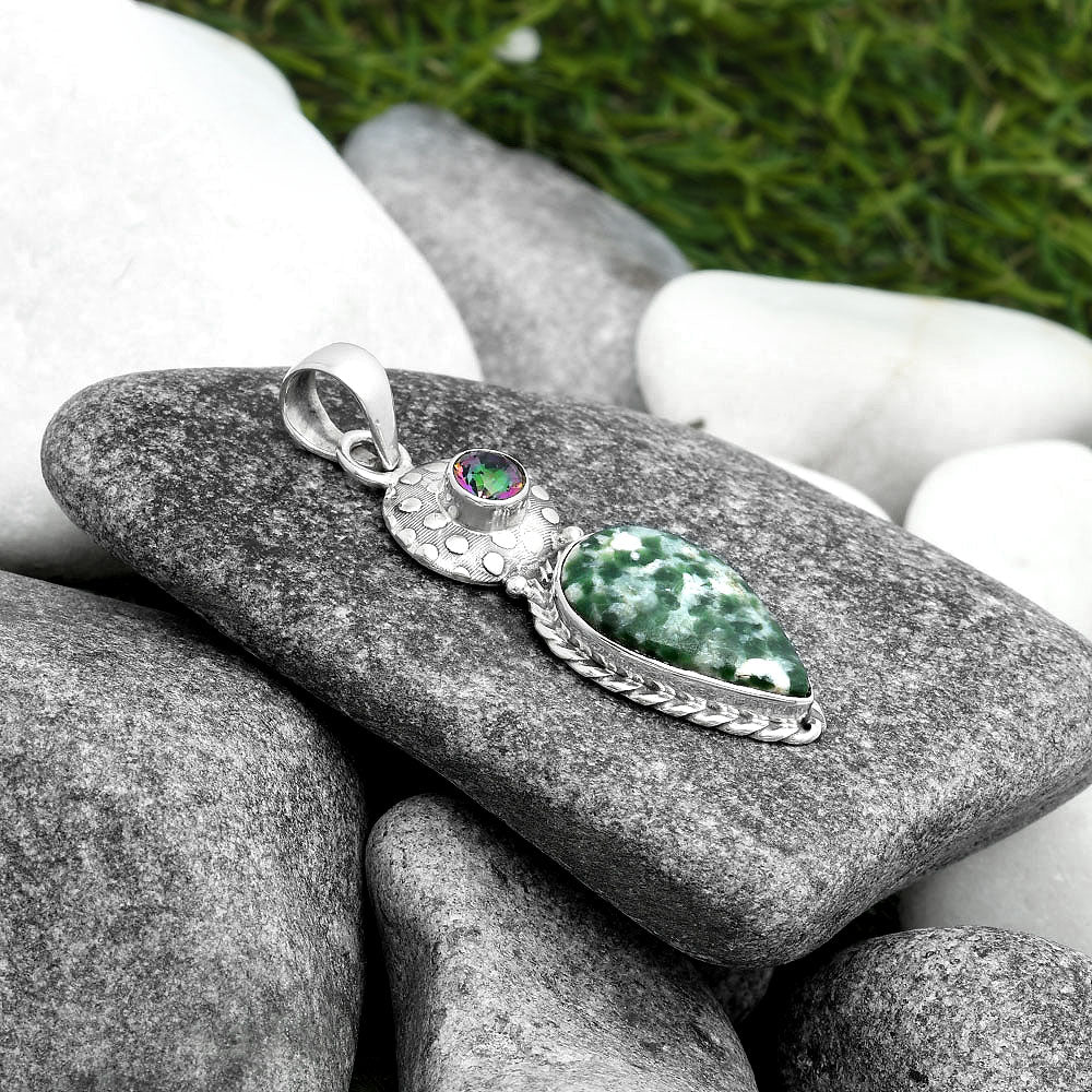 Natural Dioptase & Mystic Topaz Pendant P-1299 SDP104300