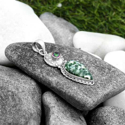 Natural Dioptase & Mystic Topaz Pendant P-1299 SDP104300