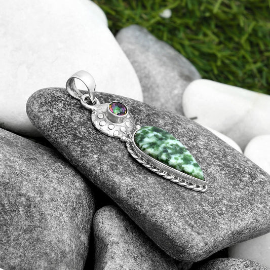 Natural Dioptase & Mystic Topaz Pendant P-1299 SDP104317