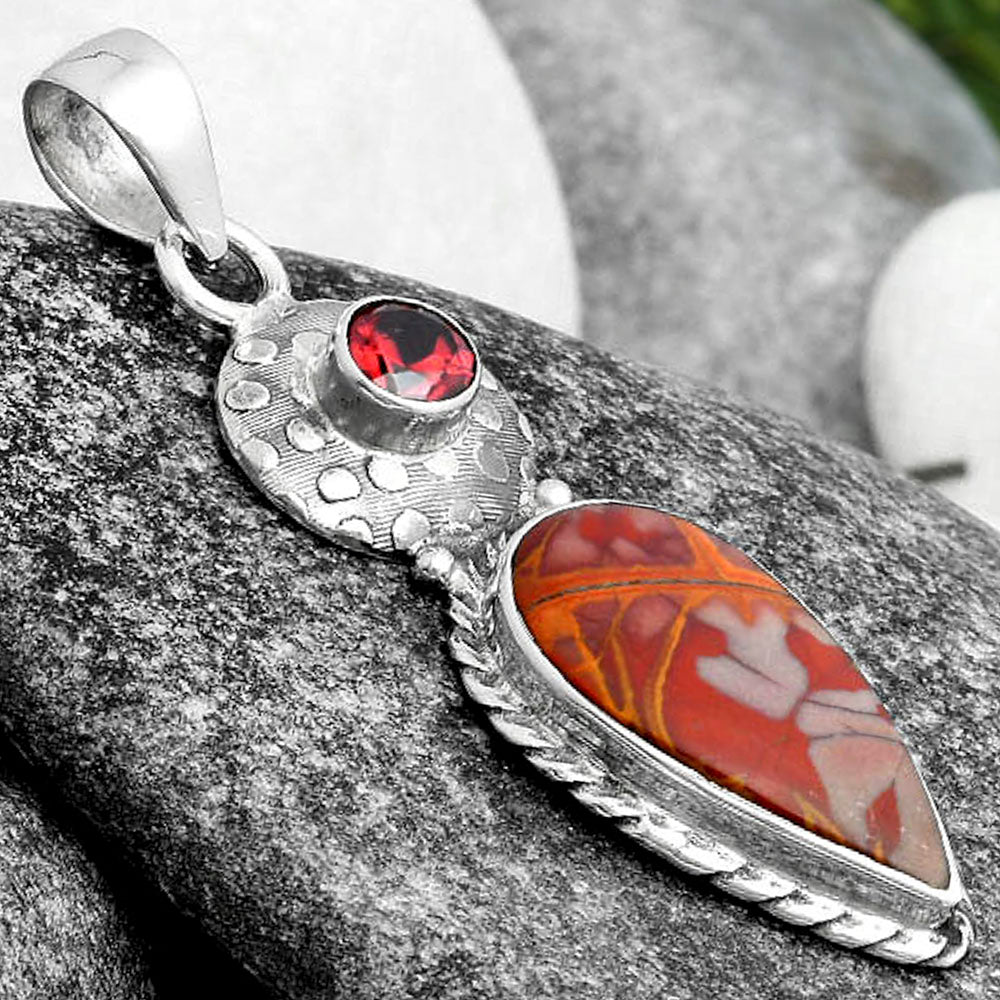 Natural Noreena Jasper & Garnet Pendant P-1299 SDP104321