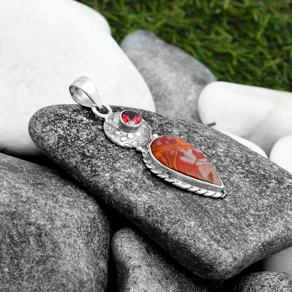 Natural Noreena Jasper & Garnet Pendant P-1299 SDP104321
