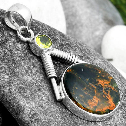 Turkish Rainforest Chrysocolla & Peridot Pendant P-1600 SDP104329