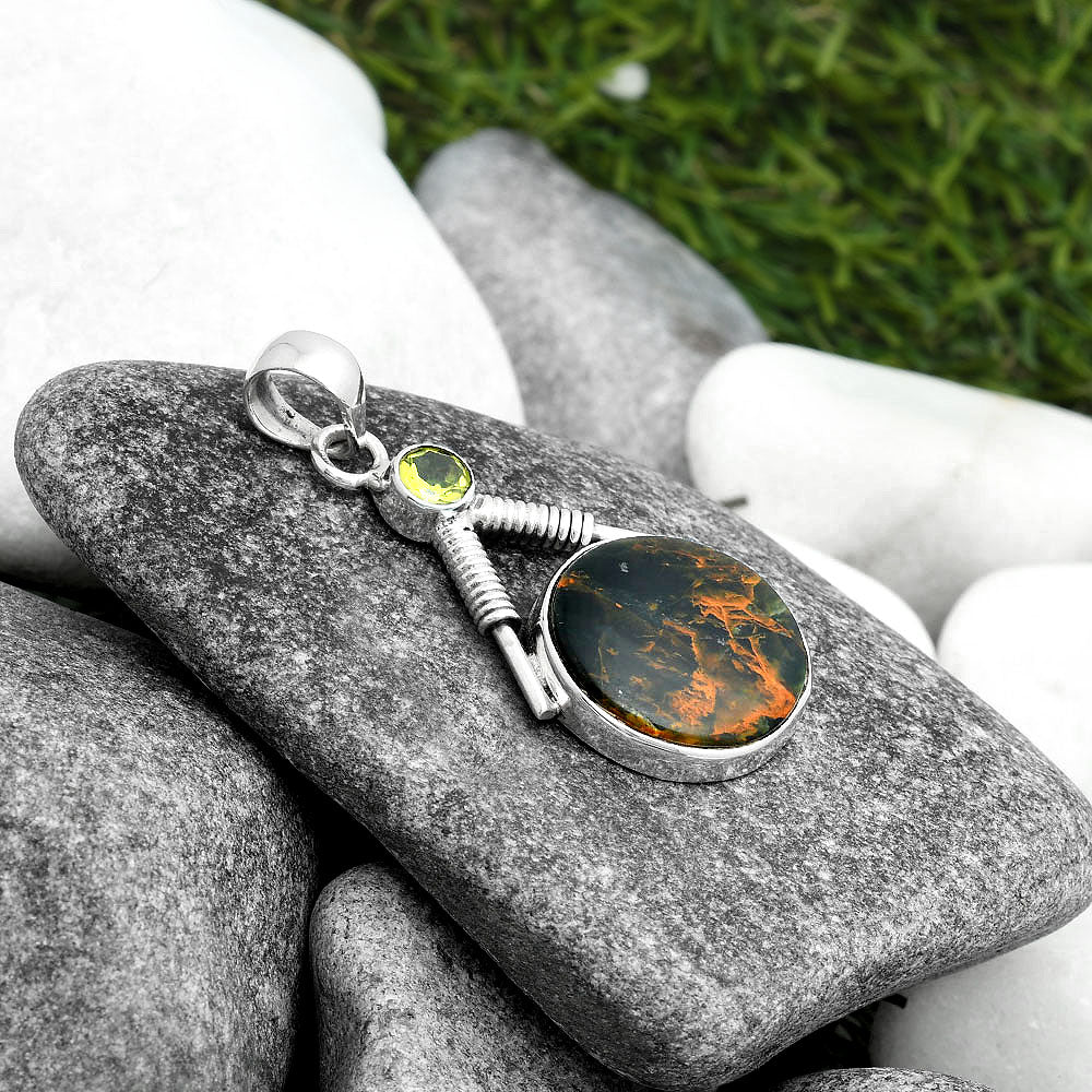 Turkish Rainforest Chrysocolla & Peridot Pendant P-1600 SDP104329