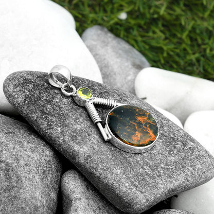 Turkish Rainforest Chrysocolla & Peridot Pendant P-1600 SDP104329