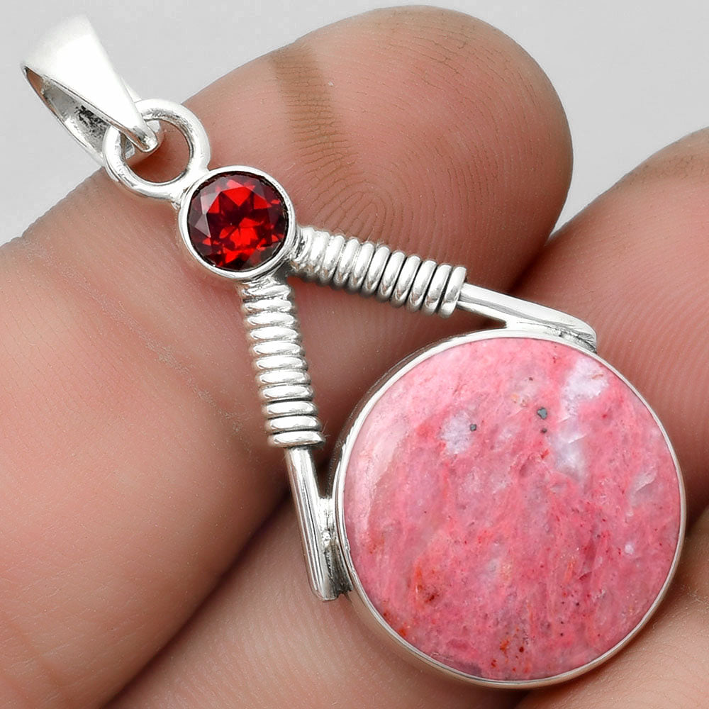 Natural Pink Tulip Quartz & Garnet Pendant P-1600 SDP104333