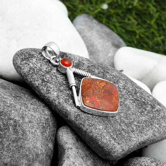 Natural Red Moss Agate & Carnelian Pendant P-1600 SDP104335