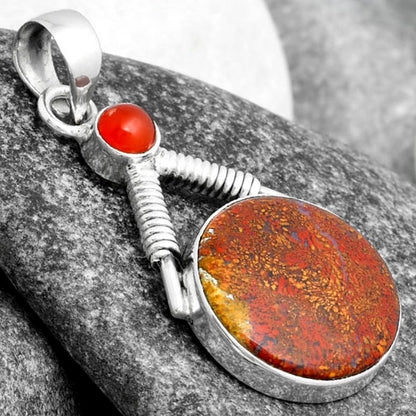 Natural Red Moss Agate & Carnelian Pendant P-1600 SDP104349