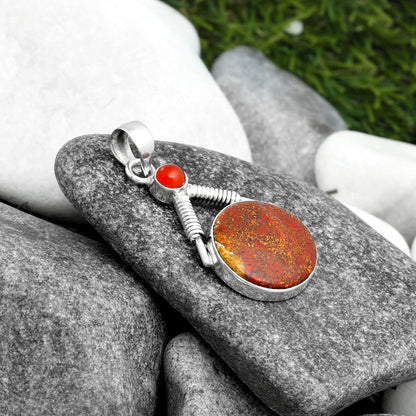 Natural Red Moss Agate & Carnelian Pendant P-1600 SDP104349