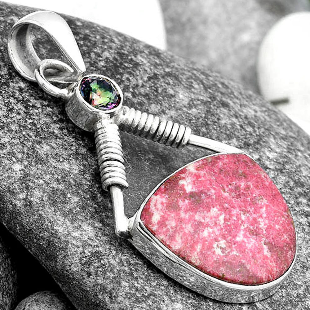 Pink Thulite - Norway & Mystic Topaz Pendant P-1600 SDP104356