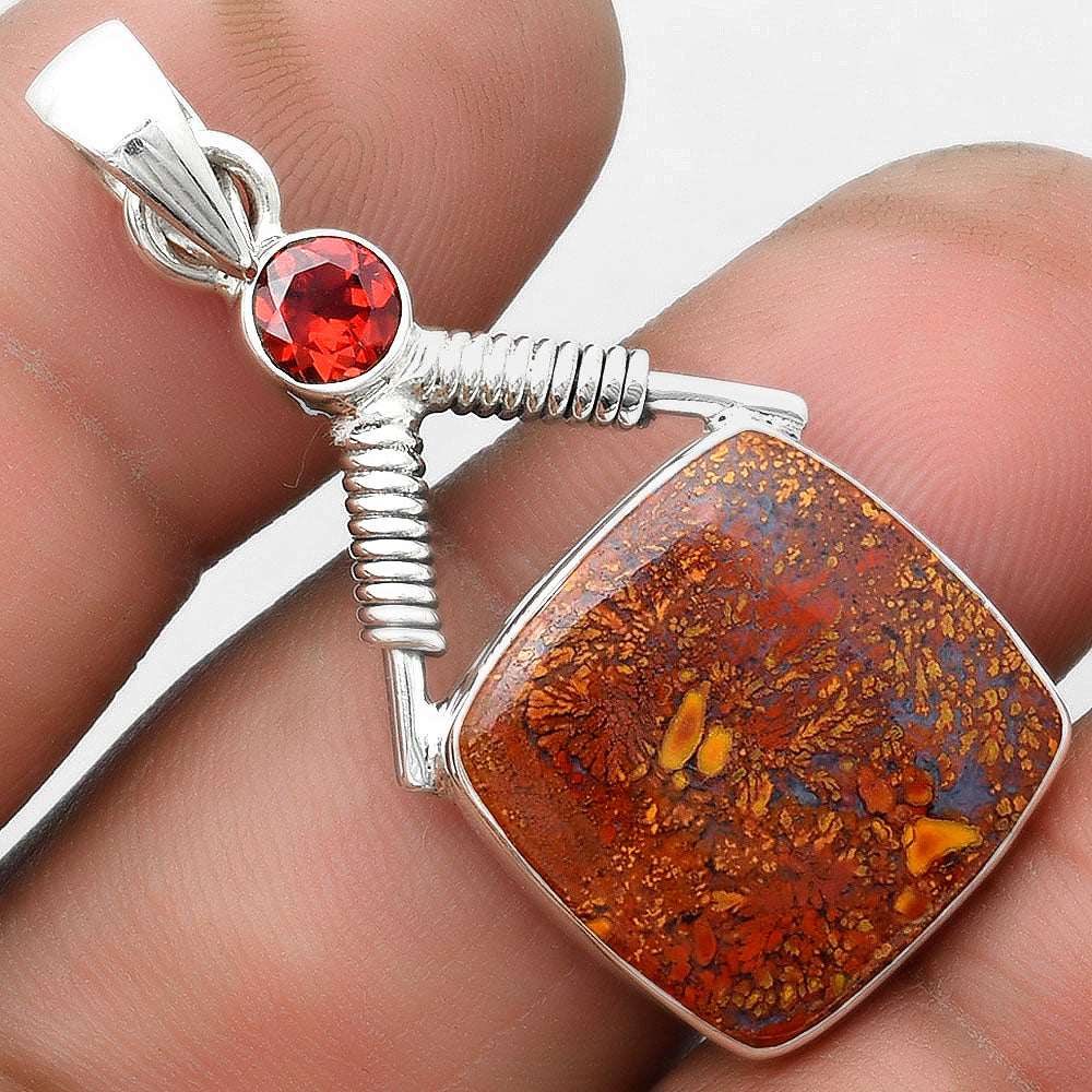 Natural Red Moss Agate & Garnet Pendant P-1600 SDP104364