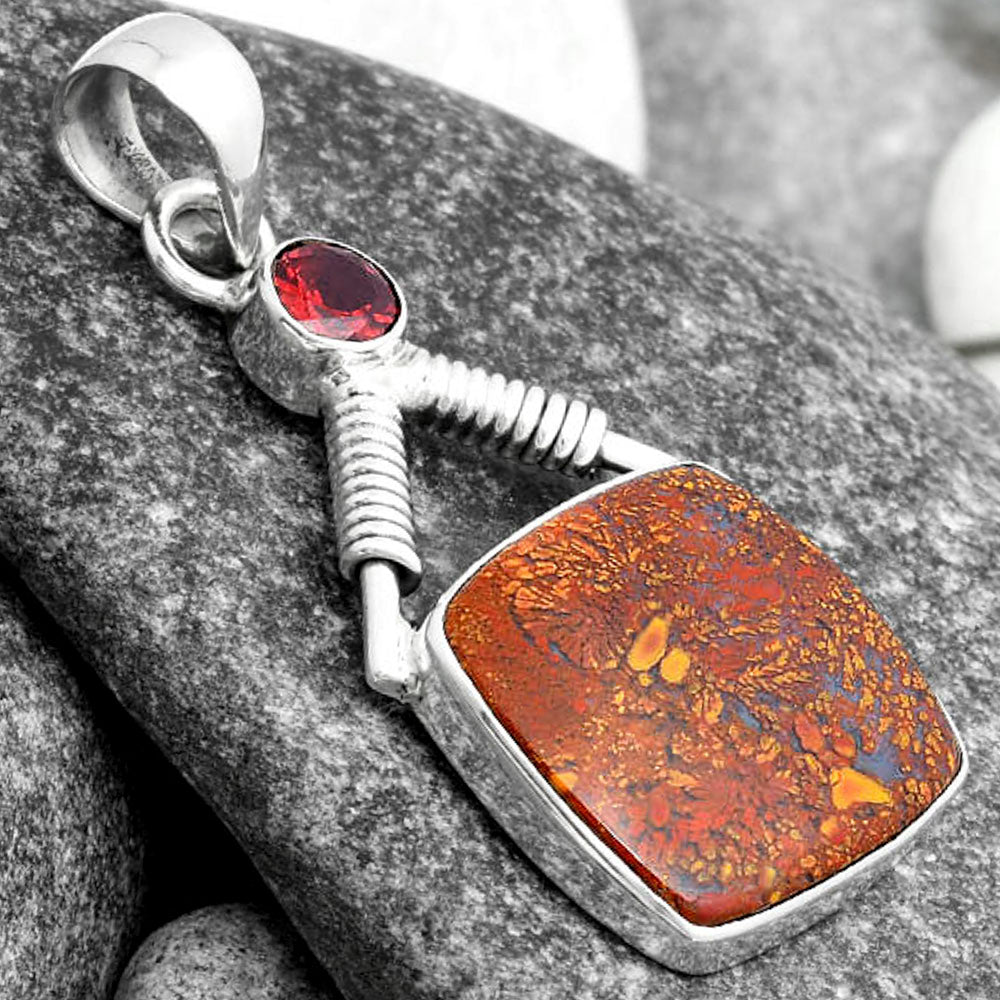 Natural Red Moss Agate & Garnet Pendant P-1600 SDP104364