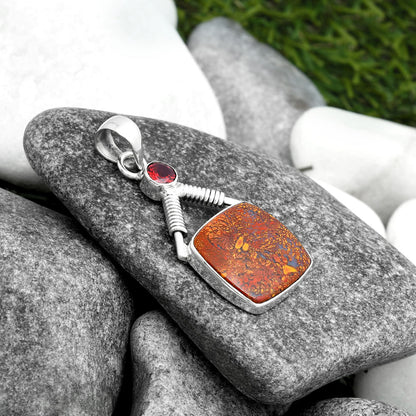 Natural Red Moss Agate & Garnet Pendant P-1600 SDP104364