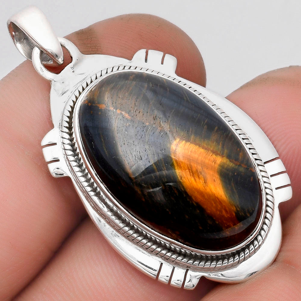 Natural Blue Tiger Eye Pendant P-1463 SDP104531