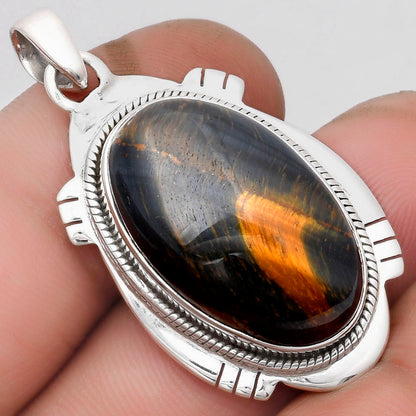 Natural Blue Tiger Eye Pendant P-1463 SDP104531
