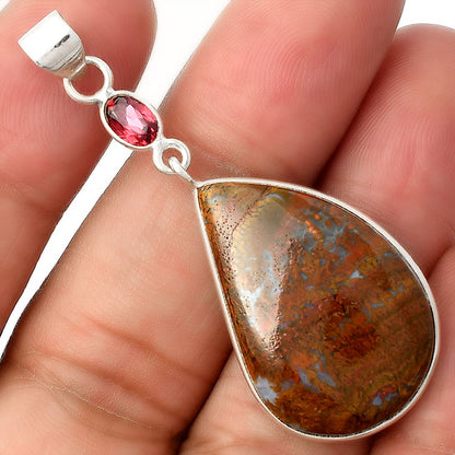 Natural Red Moss Agate & Garnet Pendant P-1098 SDP104955