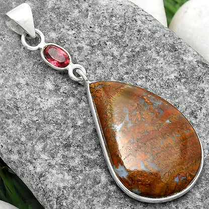 Natural Red Moss Agate & Garnet Pendant P-1098 SDP104955