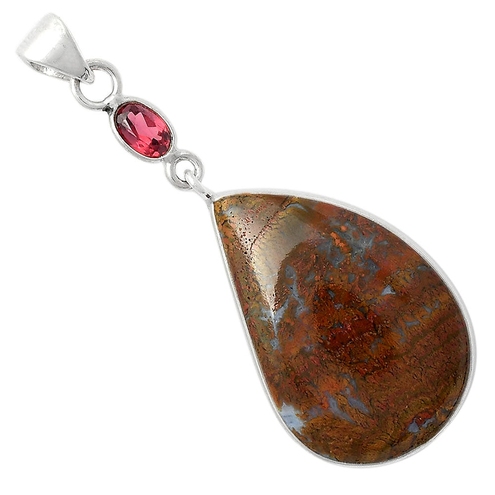 Natural Red Moss Agate & Garnet Pendant P-1098 SDP104955