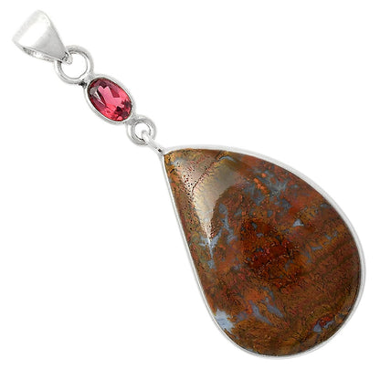 Natural Red Moss Agate & Garnet Pendant P-1098 SDP104955
