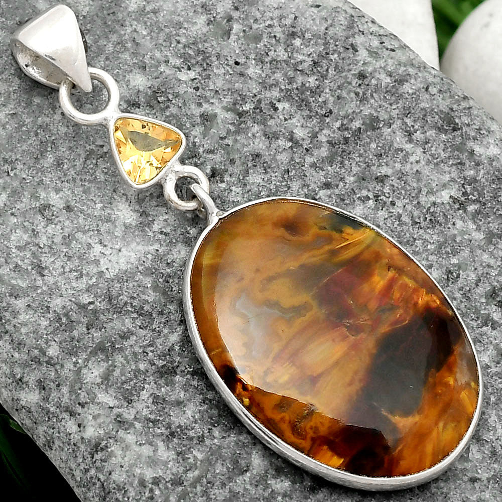Natural Pietersite Namibia & Citrine Pendant P-1098 SDP104957