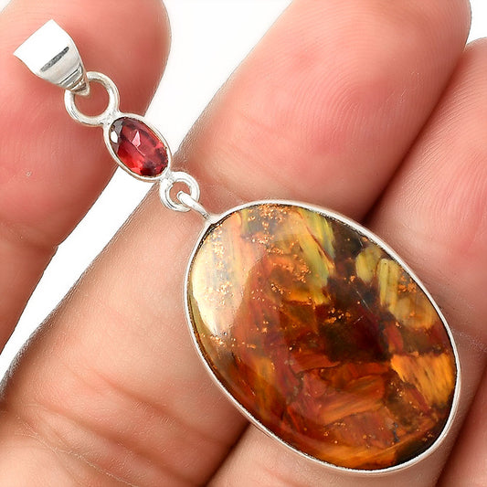 Natural Pietersite - Namibia & Garnet Pendant P-1098 SDP104966