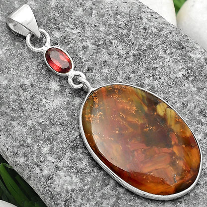 Natural Pietersite - Namibia & Garnet Pendant P-1098 SDP104966