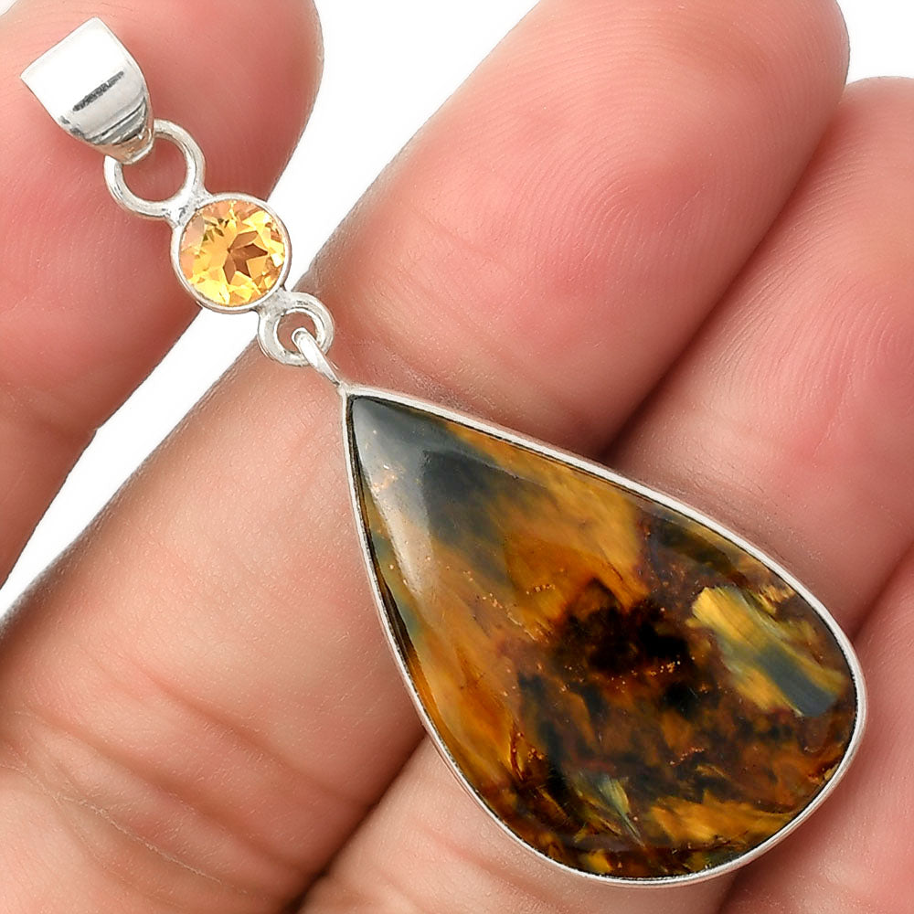 Natural Pietersite Namibia & Citrine Pendant P-1098 SDP104968
