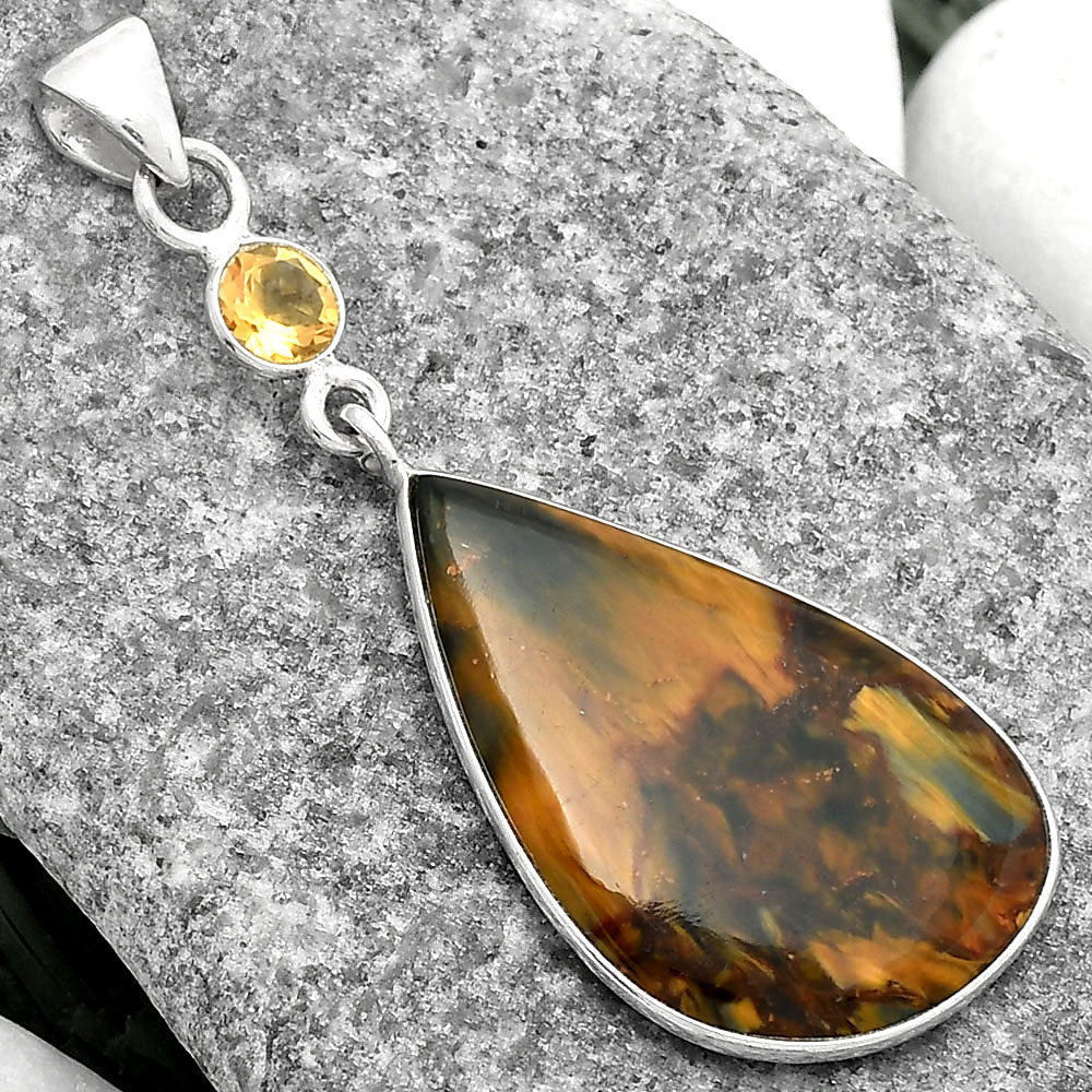 Natural Pietersite Namibia & Citrine Pendant P-1098 SDP104968