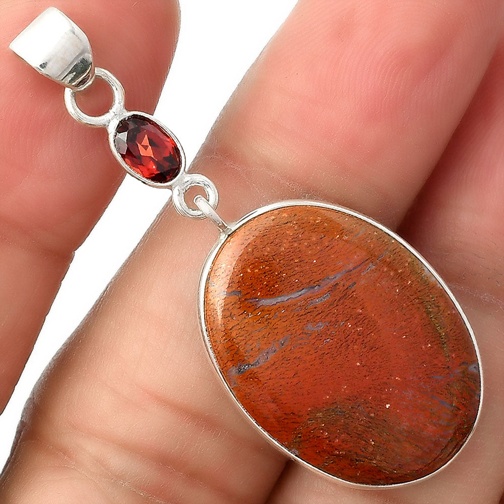 Natural Red Moss Agate & Garnet Pendant P-1098 SDP104990