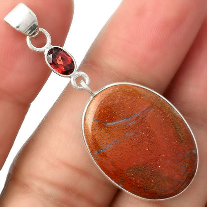 Natural Red Moss Agate & Garnet Pendant P-1098 SDP104990