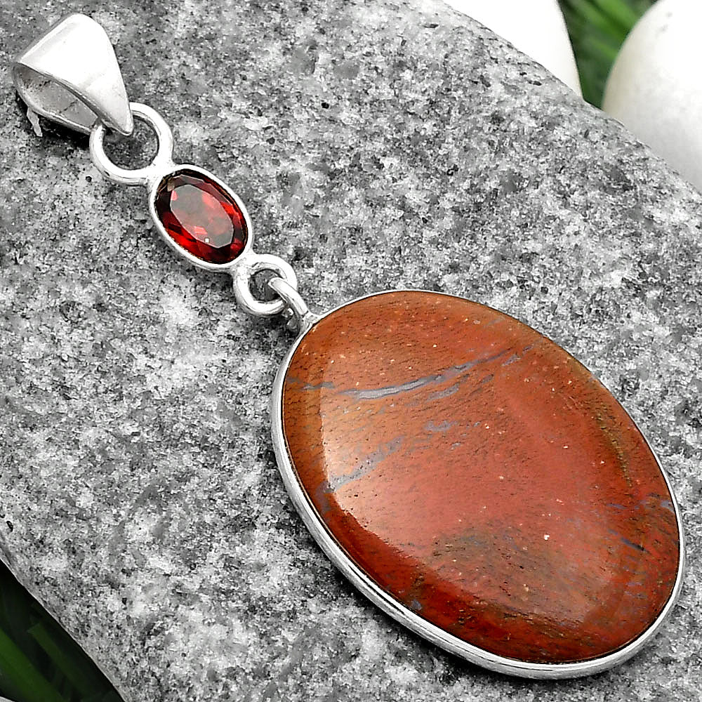 Natural Red Moss Agate & Garnet Pendant P-1098 SDP104990
