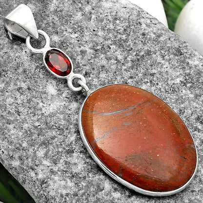 Natural Red Moss Agate & Garnet Pendant P-1098 SDP104990