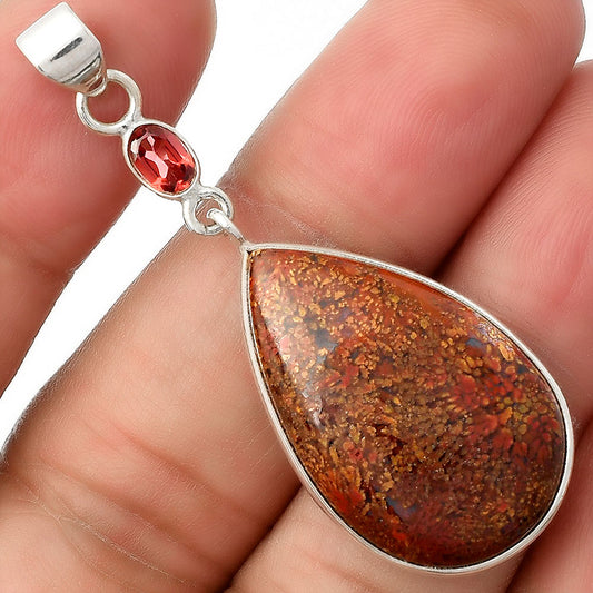 Natural Red Moss Agate & Garnet Pendant P-1098 SDP105005